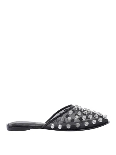ALEXANDER WANG BLACK RHODES FLAT SLIPPERS