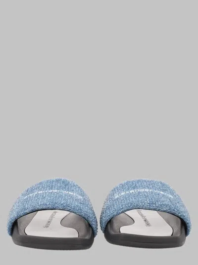 Alexander Wang Recycled Cotton Denim Slide Sandals In Blue