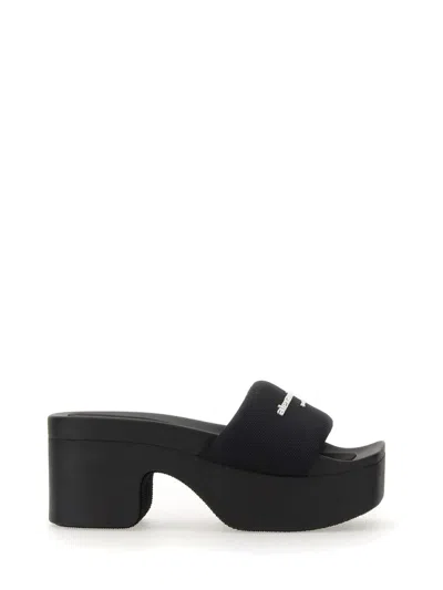 Alexander Wang 85mm Aw Padded Nylon Platform Slides In Black