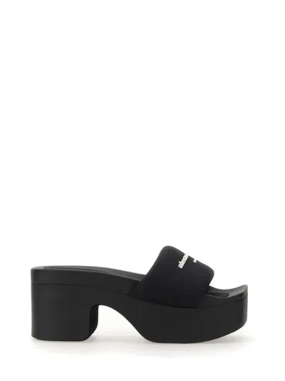 Alexander Wang Sandalo Slide Platform Con Logo In Black