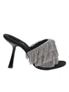Alexander Wang 105mm Nala Crystal Ruffle Mule Sandals In Black