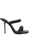 Alexander Wang Jessie Womens Square Toe Kitten Heel Slide Sandals In Nero