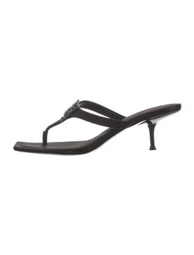 Pre-owned Alexander Wang Satin Crystal Embellishments Flip Flops In Black
