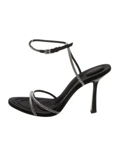 Pre-owned Alexander Wang Satin Crystal Embellishments Sandals In Black