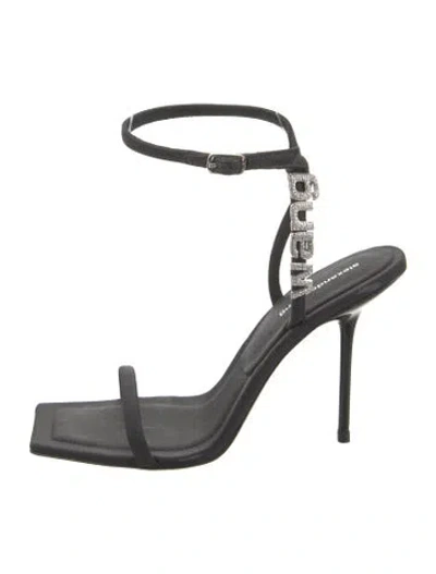 Pre-owned Alexander Wang Satin Crystal Embellishments Sandals In Black