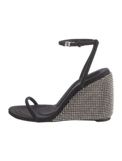 Pre-owned Alexander Wang Satin Crystal Embellishments Sandals In Black