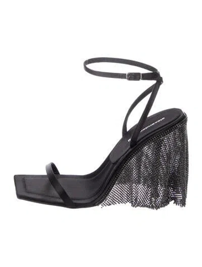Pre-owned Alexander Wang Satin Crystal Embellishments Sandals In Black