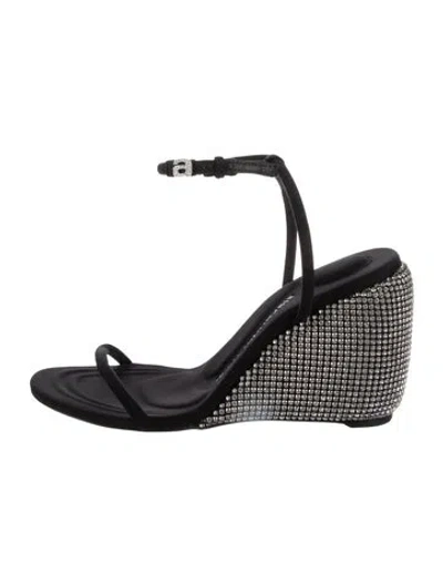 Pre-owned Alexander Wang Satin Crystal Embellishments Sandals In Black