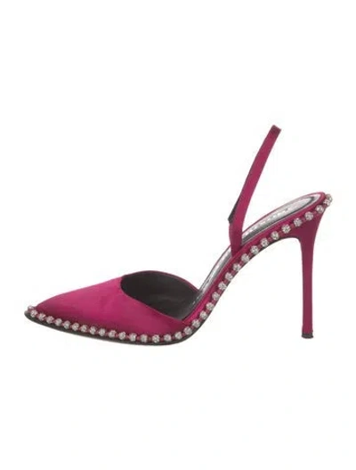 Pre-owned Alexander Wang Satin Crystal Embellishments Slingback Pumps In Pink