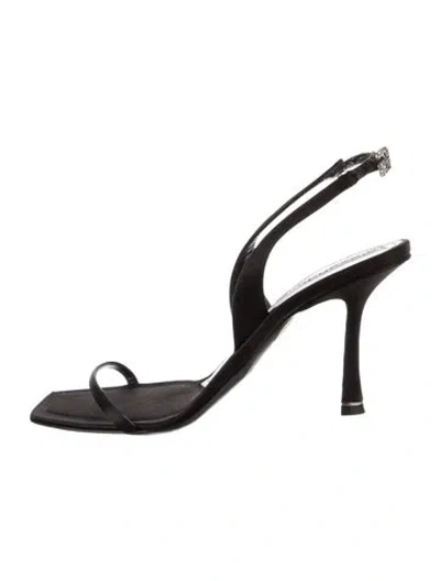 Pre-owned Alexander Wang Satin Crystal Embellishments Slingback Sandals In Black