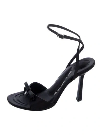 Pre-owned Alexander Wang Satin Crystal Embellishments Slingback Sandals In Black