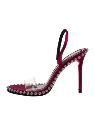 Pre-owned Alexander Wang Satin Crystal Embellishments Slingback Sandals In Pink