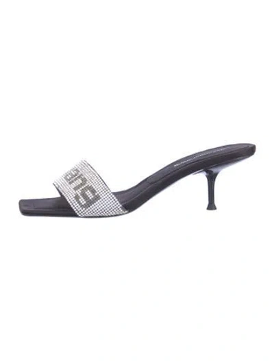Pre-owned Alexander Wang Satin Graphic Print Slides In Black