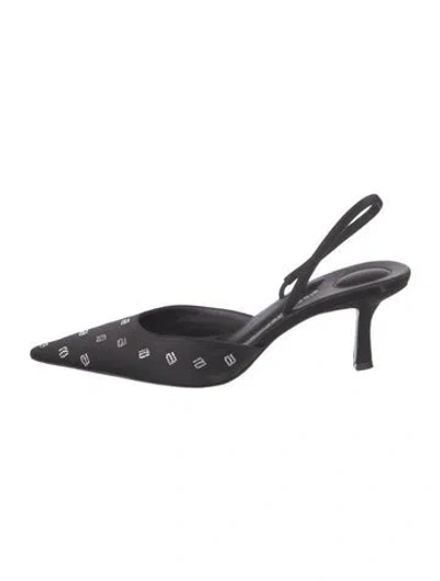 Pre-owned Alexander Wang Satin Graphic Print Slingback Pumps In Black