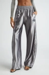 Alexander Wang Satin Jersey Track Pants In Earl Grey