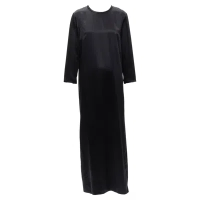 Alexander Wang Satin Minimal Classic Crew Neck / Sleeves Dress In Black