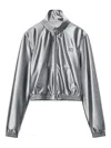 Alexander Wang Satin Track Jacket In Silver