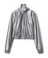 Alexander Wang Satin Track Jacket In Silver