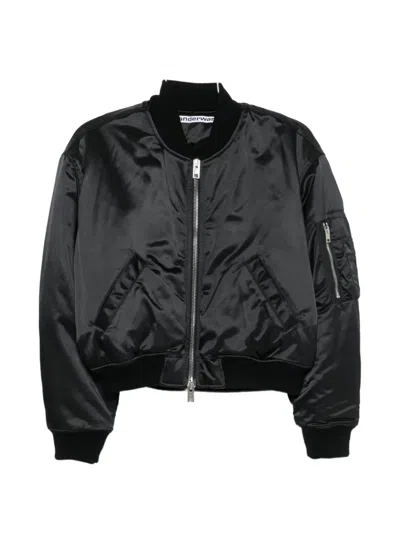 Alexander Wang Satin-finish Bomber Jacket In Black