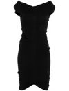 Alexander Wang Off Shoulder Ruched Dress In Black