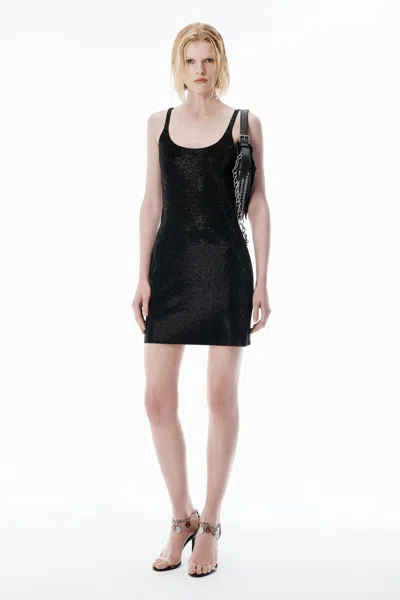 Alexander Wang Scoop Neck Dress W/ Clear Bead Hotfix In Black