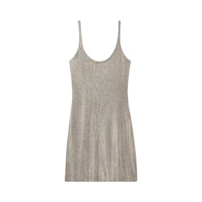 Pre-owned Alexander Wang Scoop Neck Dress With Clear Bead Hotfix 'champagne' | Gold | Women's Size L