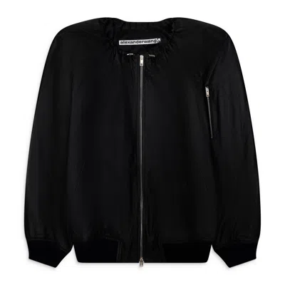 Alexander Wang Scoop Neck Gathered Bomber Black
