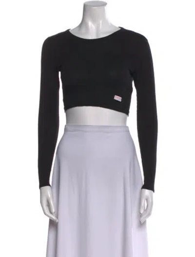 Pre-owned Alexander Wang Scoop Neck Long Sleeve Crop Top In Black