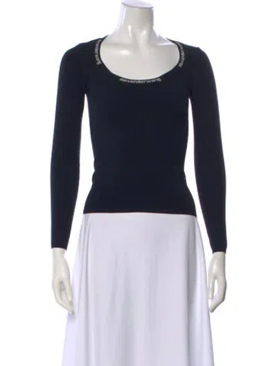 Pre-owned Alexander Wang Scoop Neck Long Sleeve Top In Black