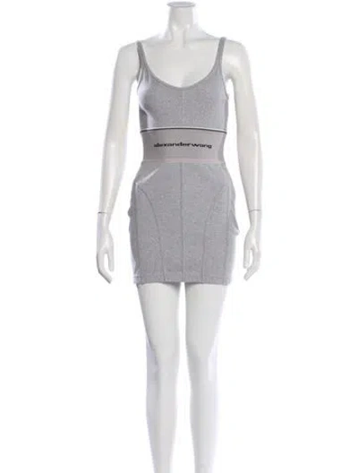 Pre-owned Alexander Wang Scoop Neck Mini Dress In Gray