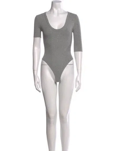 Pre-owned Alexander Wang Scoop Neck Short Sleeve Bodysuit In Gray