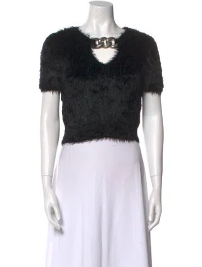 Pre-owned Alexander Wang Scoop Neck Short Sleeve Crop Top In Black