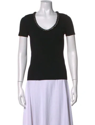Pre-owned Alexander Wang Scoop Neck Short Sleeve Top In Black