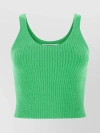 ALEXANDER WANG SCOOP NECK SLEEVELESS KNIT TOP WITH CROPPED HEM