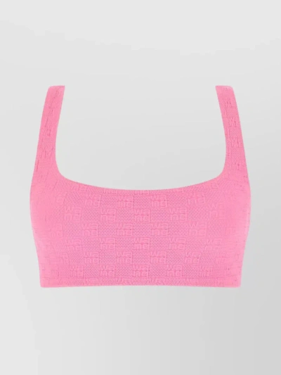 Alexander Wang Scoop Neckline Nylon Bikini Top In Pink