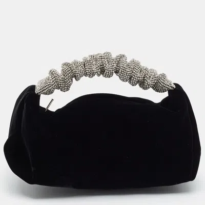 Pre-owned Alexander Wang Scrunchie Crystal Mini Black Velvet Bag