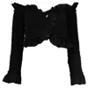 Alexander Wang Seersucker-ruched Cropped Top In Black Wool In Black