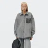 Alexander Wang Shadow Pocket Button Down Shirt In Washed Grey