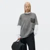 Alexander Wang Shadow Pocket Tee In Washed Grey