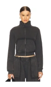 Alexander Wang Cropped Cotton Jacket In Washed Shadow