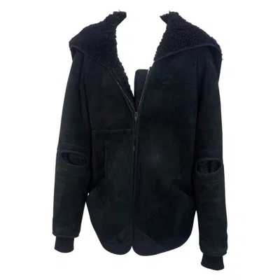 Pre-owned Alexander Wang Shearling Mens Hoodie Bomber In Black