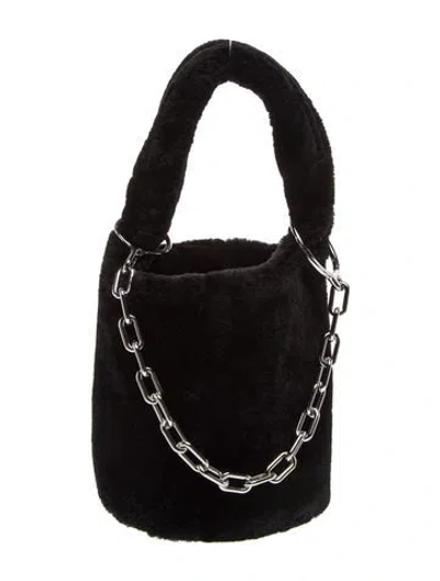 Pre-owned Alexander Wang Shearling Top Handle Bag In Black