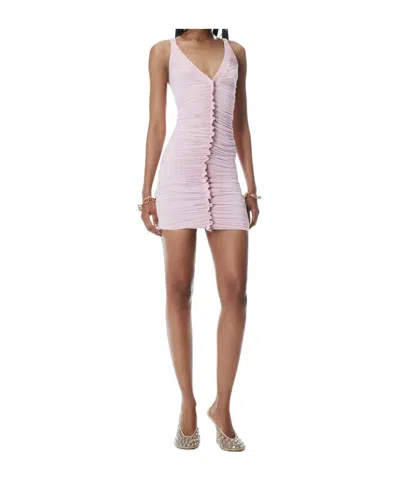 Alexander Wang Sheer Ruched Tank Minidress In Pink