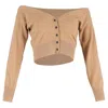 Alexander Wang Sheer Yoke Cropped Cardigan In Brown Wool In Brown