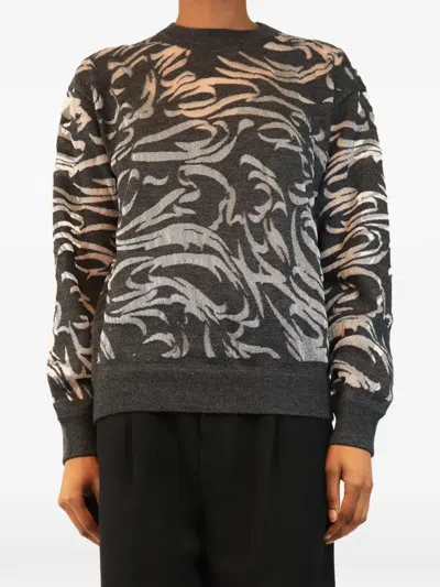 Pre-owned Alexander Wang Sheer-detail Jacquard-knit Sweater In Grey