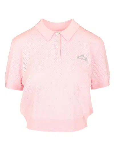 Alexander Wang Shiny Rayon Polo Shirt Rose