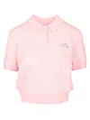 Alexander Wang Omens Short-sleeve Mesh-knit Polo T-shirt Light Pink Xs In Pink
