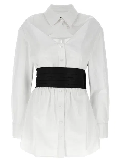Alexander Wang White Poplin Shirt Dress In Neutral