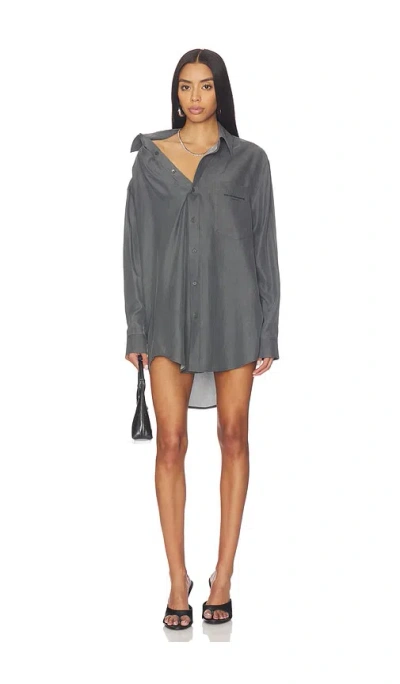 Alexander Wang Shirt Dress With Pre-styled Necklace In Gray