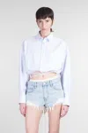 Alexander Wang Jeans Shorts With Integrated Boxer In Blue